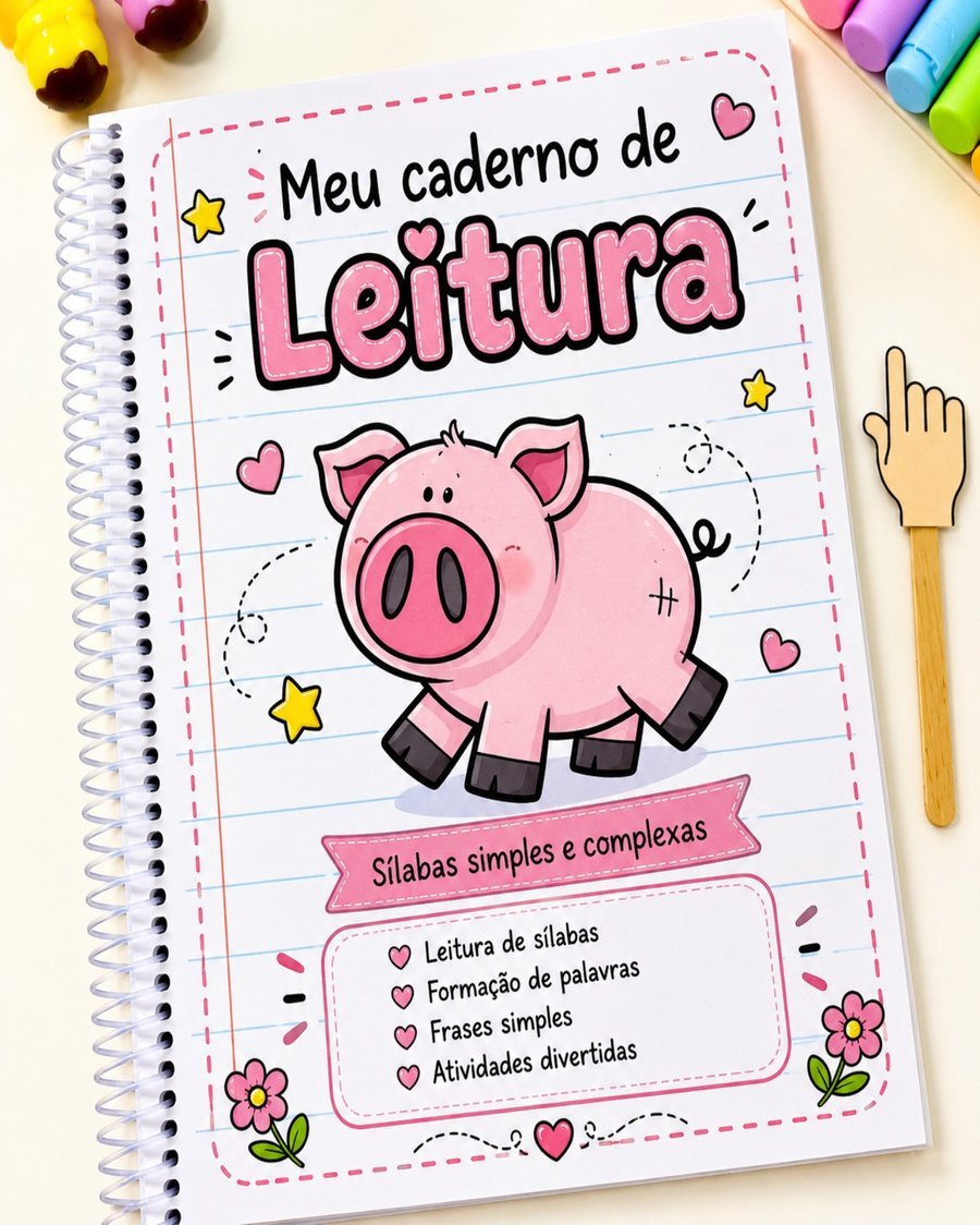 Capa Meu Caderno de Leitura — Porquinho